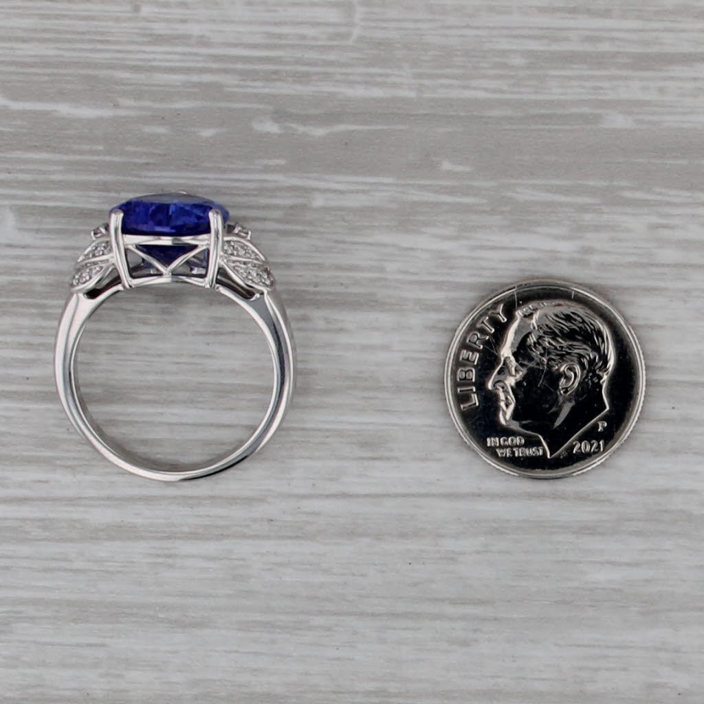 4.68ctw Pear Tanzanite Diamond Ring 18k White Gold Size 7