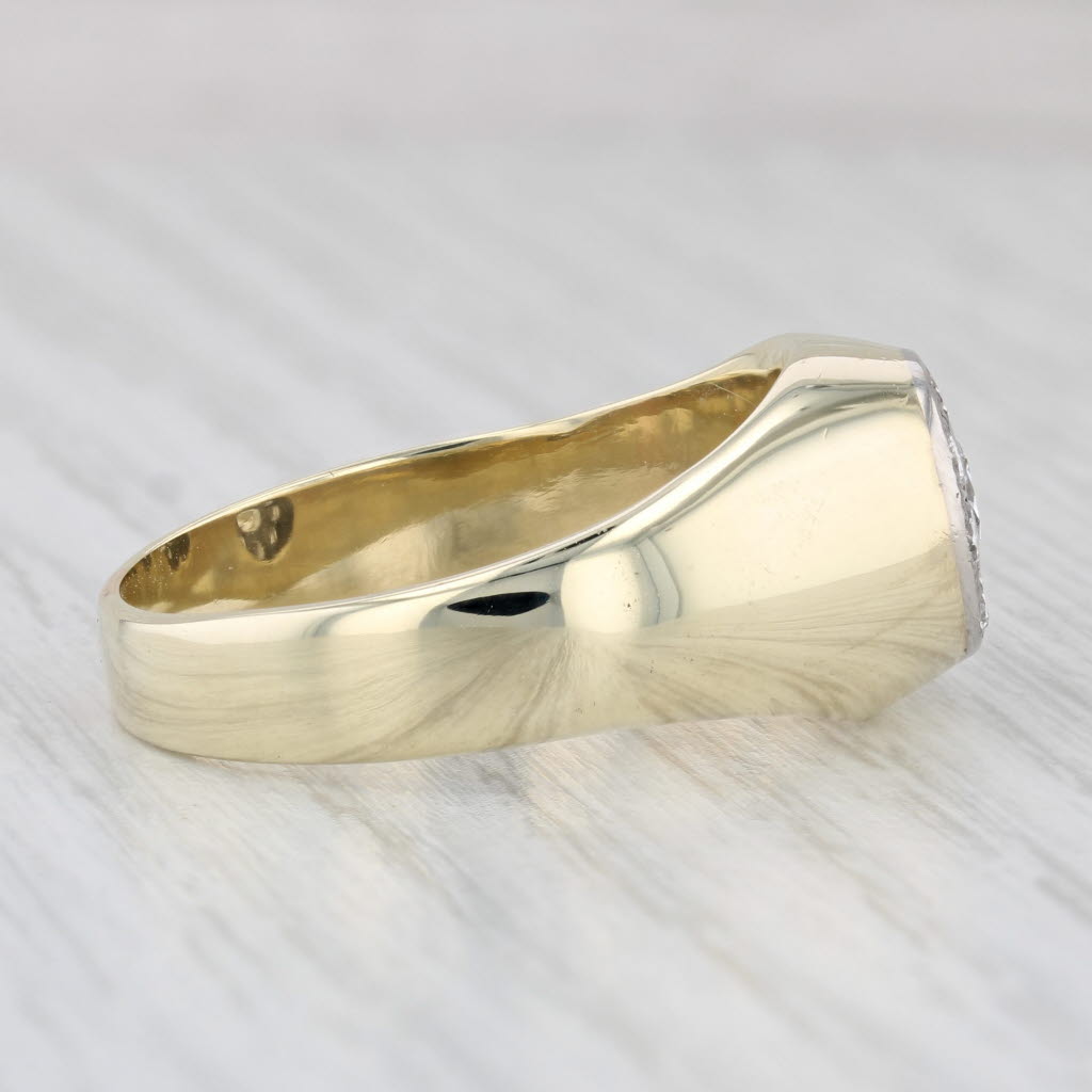 Light Gray 0.69ctw Diamond Cluster Ring 14k Yellow Gold Size 12 Men's Vintage