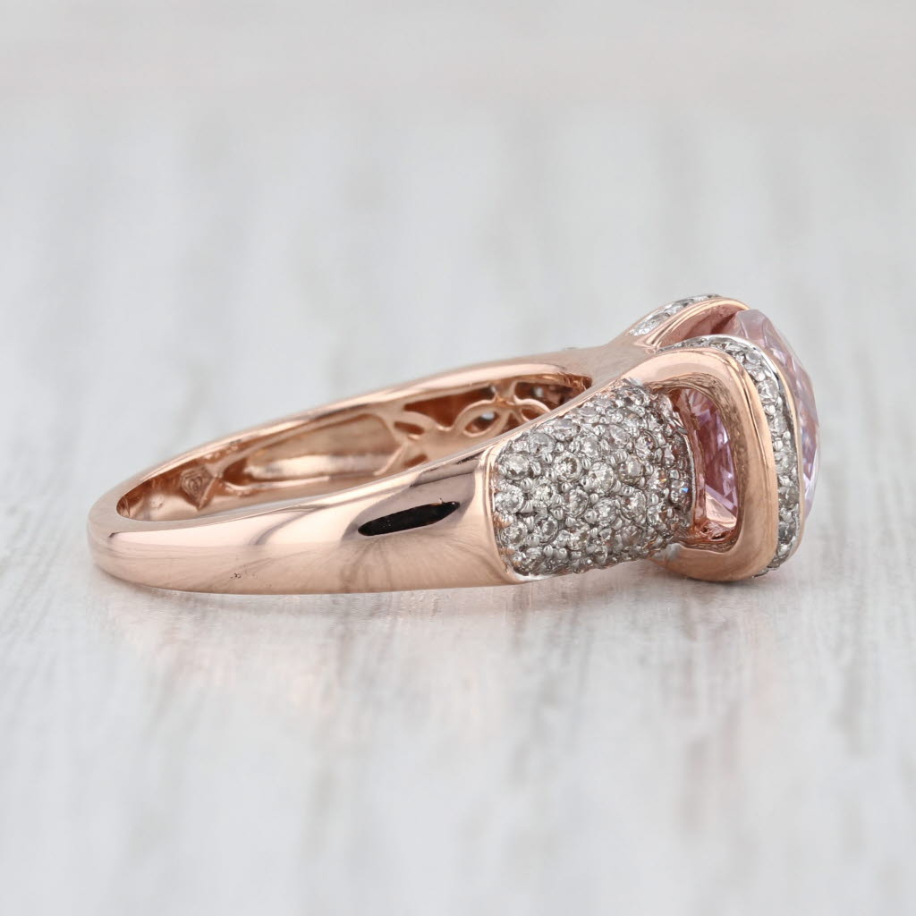 3.32ctw Pink Kunzite Diamond Ring 14k Rose Gold Size 7