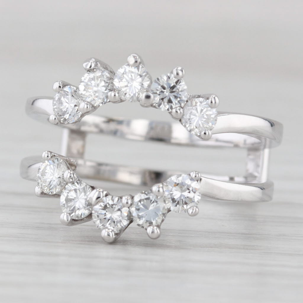 Light Gray 1ctw Diamond Ring Jacket Guard Bridal 14k White Gold Size 7.25