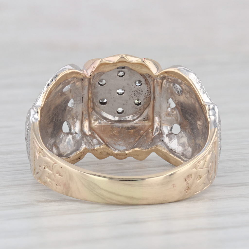 Light Gray Diamond Scottish Rite Masonic Eagle Ring 10k Gold 32nd Degree Signet Size 10.25
