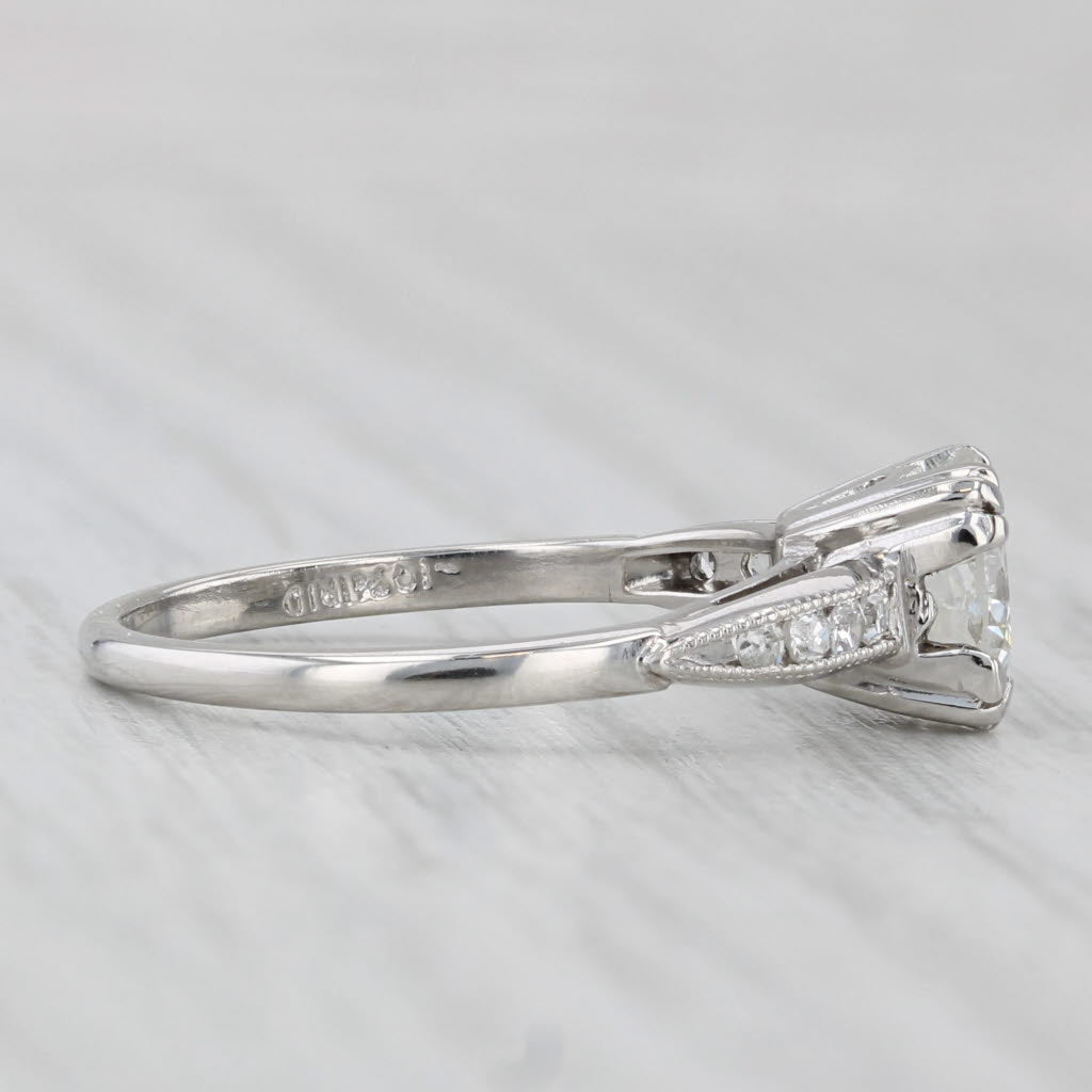 Light Gray Vintage 1.21ctw Round Diamond Engagement Ring Platinum Size 7 GIA VS1 H