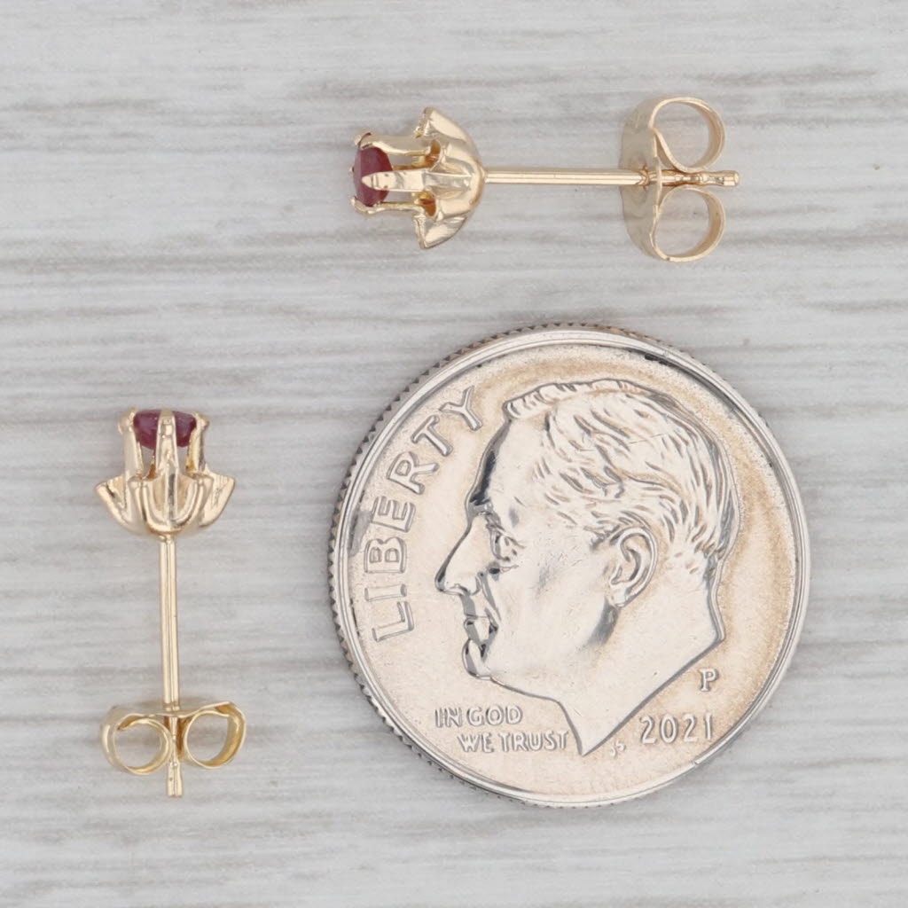 Gray 0.20ctw Ruby Solitaire Buttercup Earrings 14k Yellow Gold