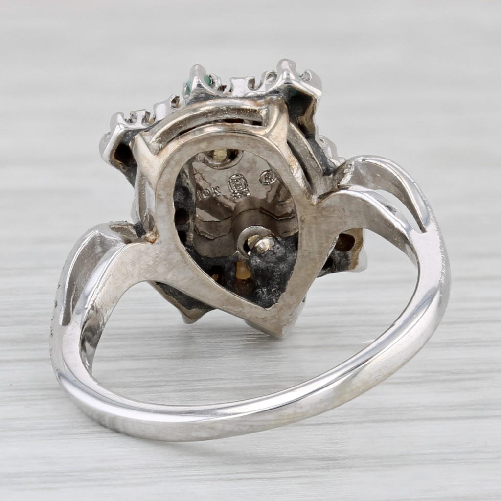 Light Gray Zeta Tau Alpha Sorority Badge Ring 14k Gold Turquoise Pearl Vintage Size 4.75