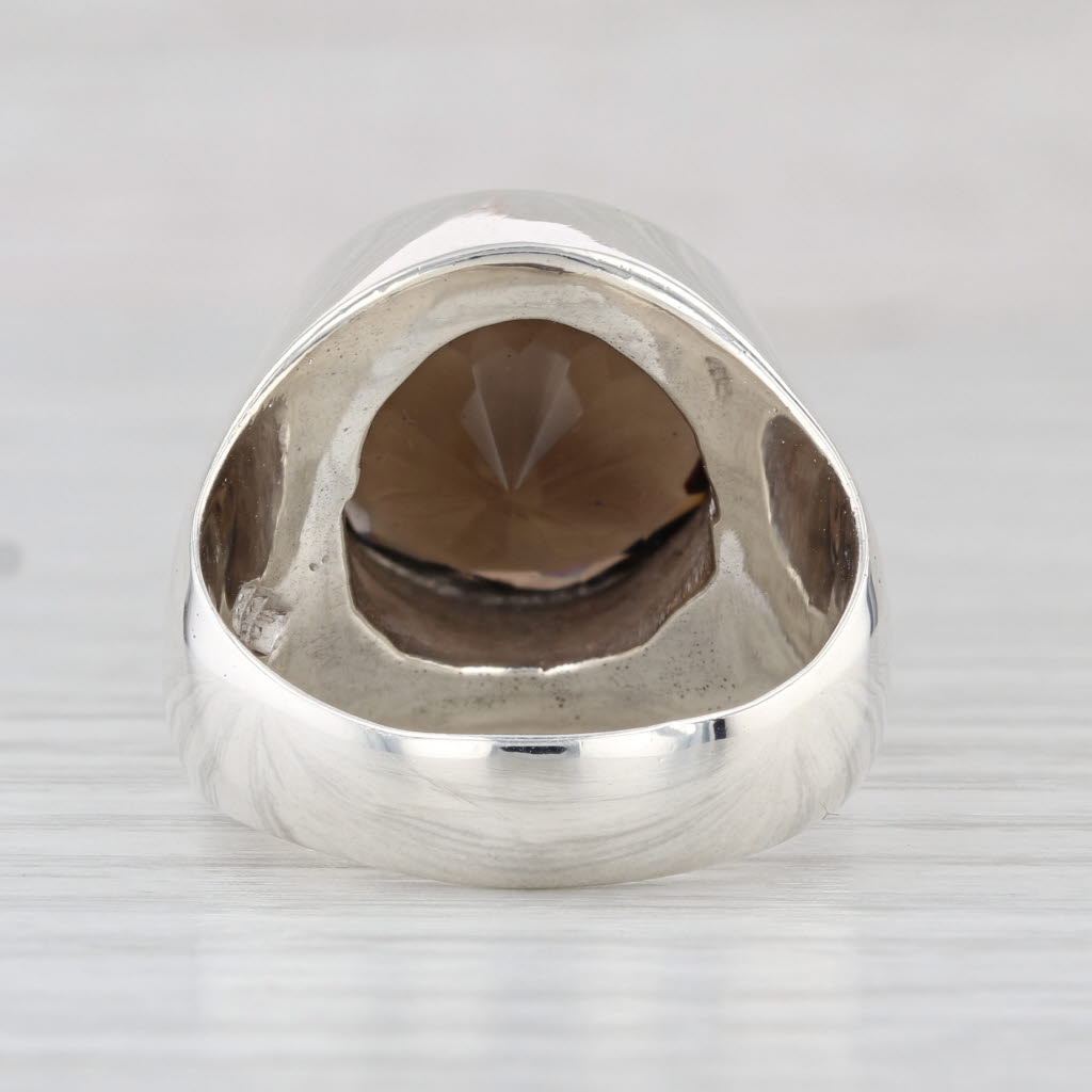 Vintage 10.50ct Smoky Quartz Ring Sterling Silver Size 10.5 - 10.75 Statement
