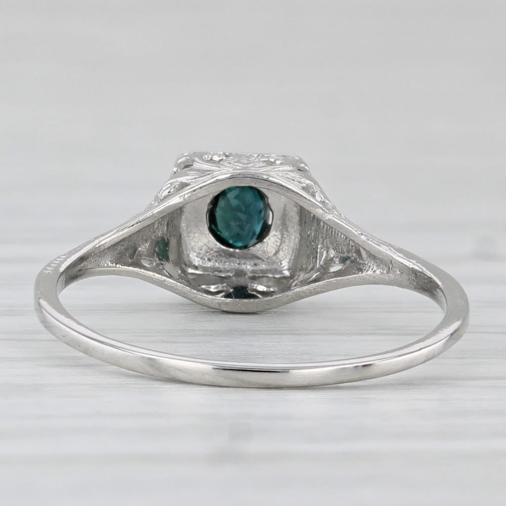 Light Gray Vintage Blue Alexandrite Ring 950 Platinum Oval 0.17ct Solitaire Size 6.25