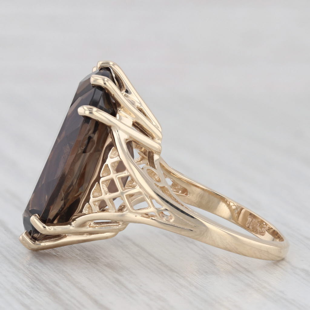 Light Gray 0.17ct Smoky Quartz Oval Solitaire Ring 10k Yellow Gold Size 5.5