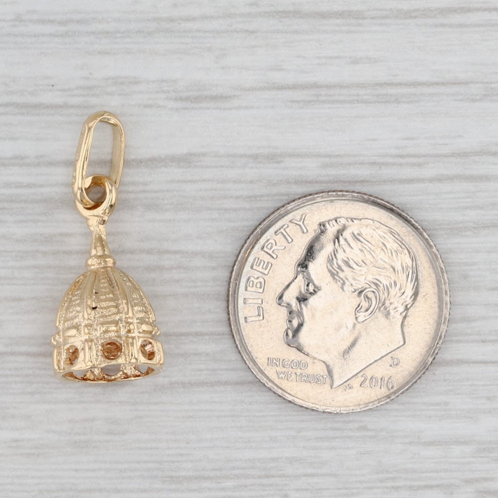 Light Gray Dome Souvenir Charm 18k Yellow Gold Pendant European