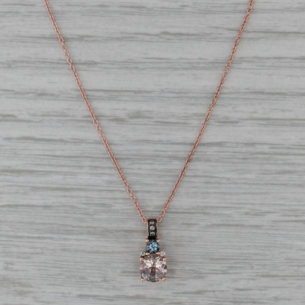 Le Vian 0.87ctw Morganite Aquamarine Diamond Pendant Necklace 14k Rose Gold