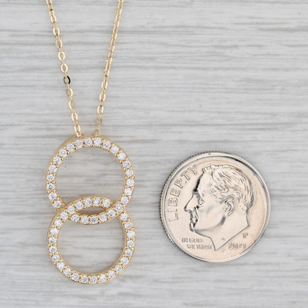Gray New 0.44ctw Diamond Eternity Circles Pendant Necklace 14k Gold 18" Cable Chain