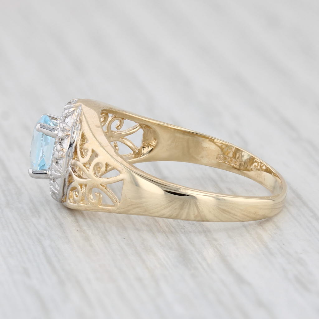 Light Gray 0.58ctw Oval Topaz Diamond Halo Ring 14k Yellow Gold Size 7.5 Openwork