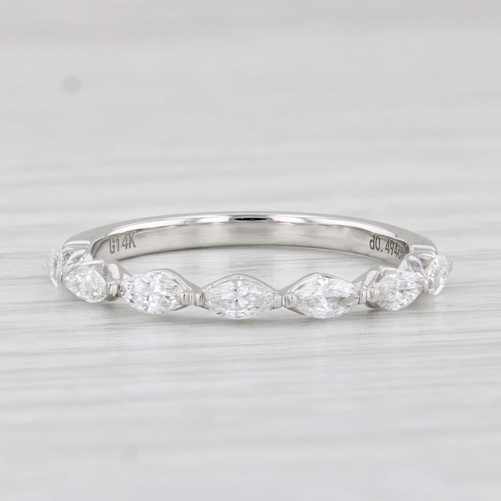 Light Gray New 0.49ctw Diamond Ring 14k White Gold Size 6.5 Stackable Wedding Band