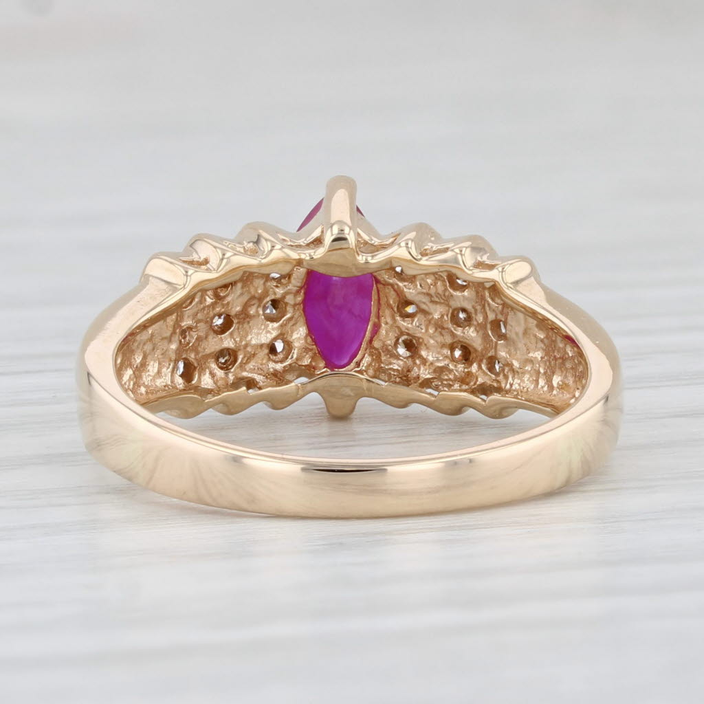 Light Gray 0.92ctw Marquise Ruby Diamond Ring 14k Yellow Gold Size 7