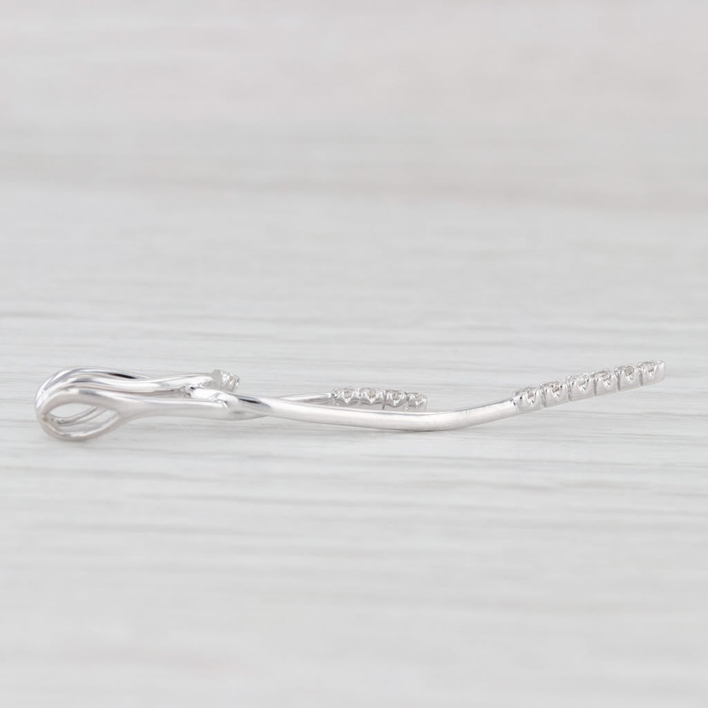 Light Gray Diamond Accented White Gold Drop Pendant 10k