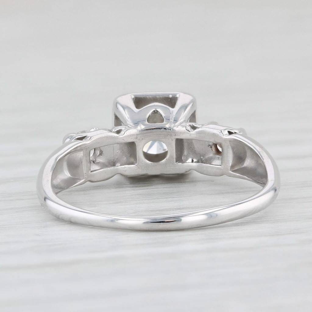 Light Gray Vintage 0.85ctw Round Diamond Engagement Ring 14k White Gold Size 8.5
