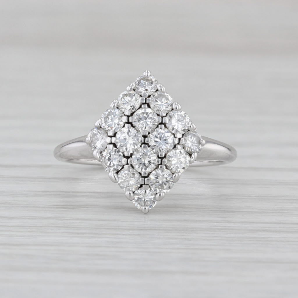 2.06ctw Diamond Cluster Ring 18k White Gold Size 4.75 engagement