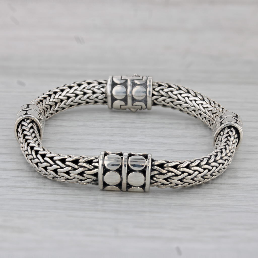 Gray John Hardy 4 Station Dot Bracelet Sterling Silver 7" Snap Clasp