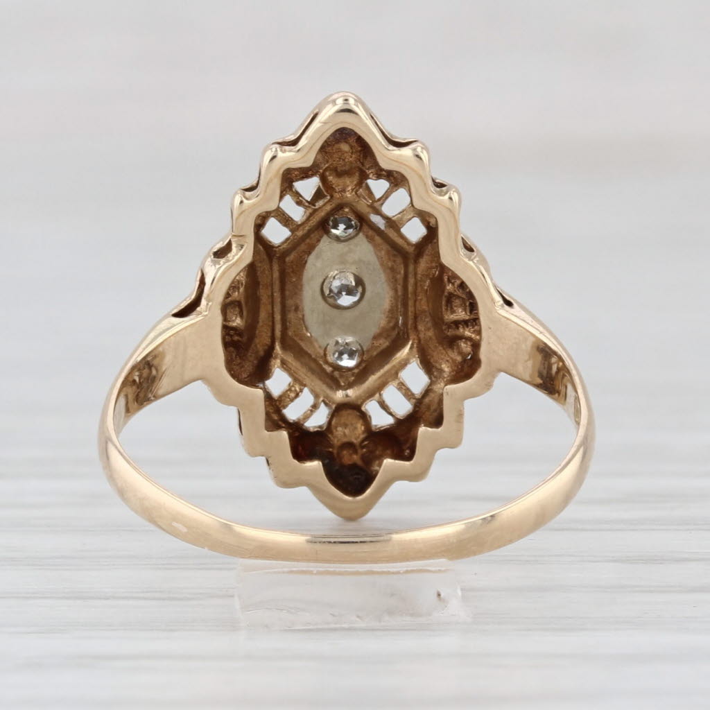 Vintage Diamond Ring 14k Yellow White Gold Size 6 Filigree