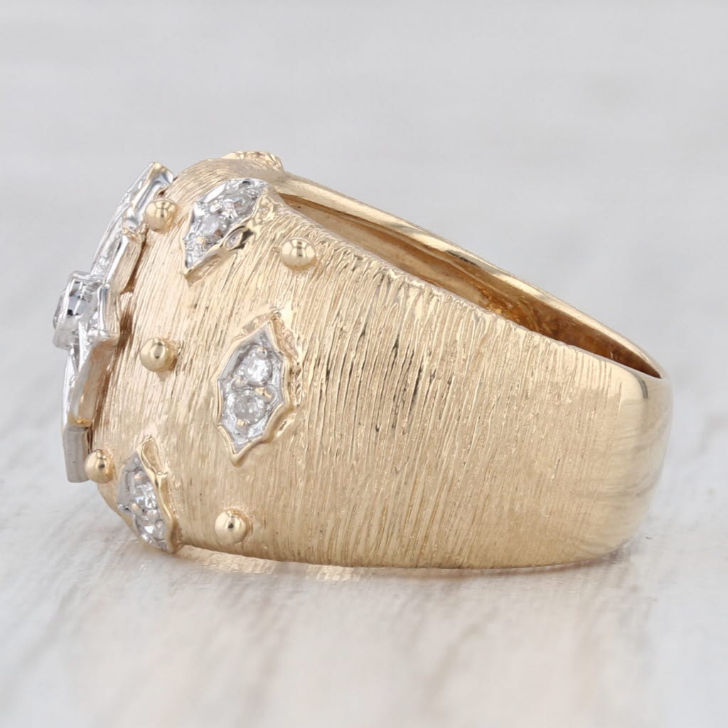 Light Gray 0.20ctw Diamond Snowflake Ring 14k Yellow White Gold Size 5.5 Cocktail