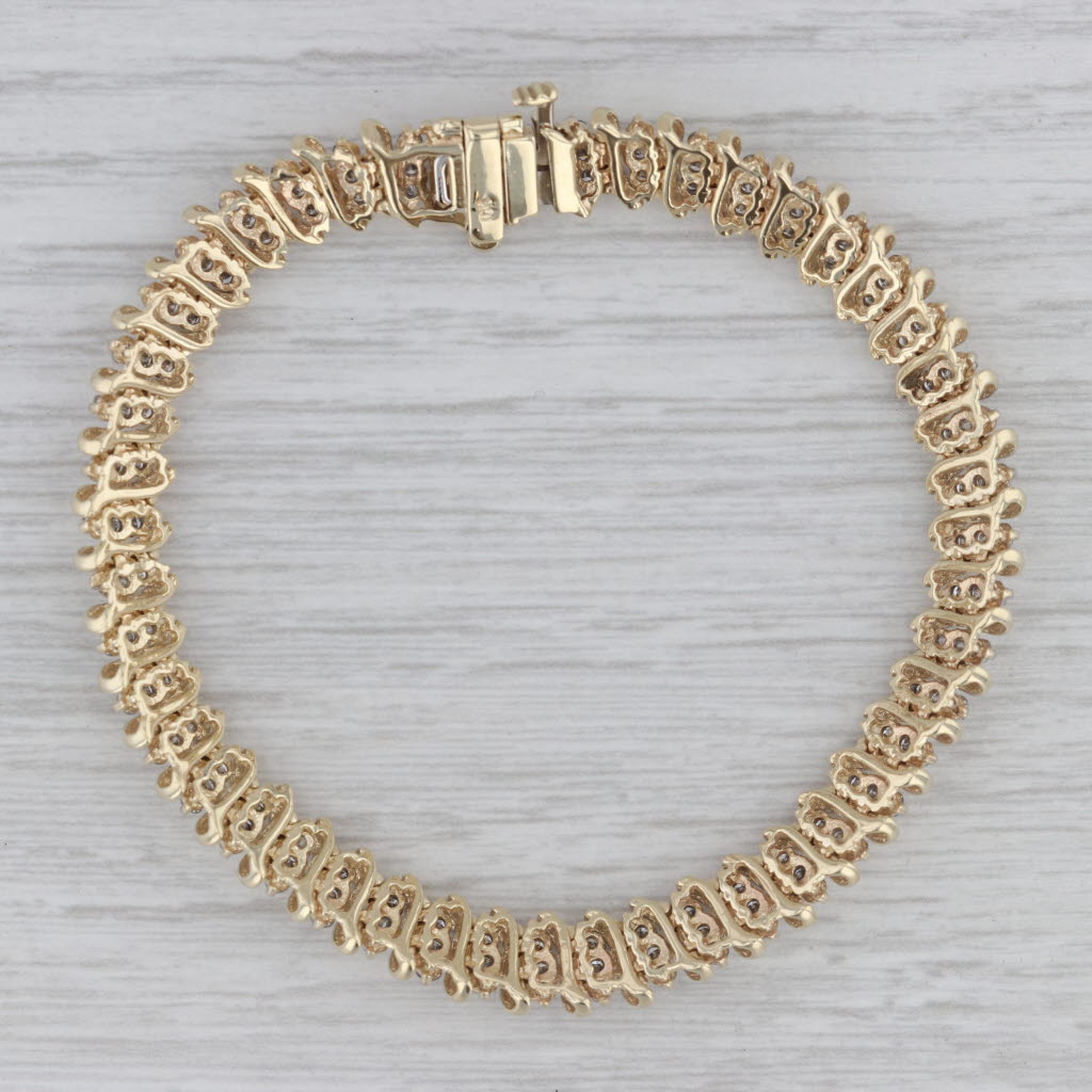 Gray 2.25 ctw Diamond 10K Yellow Gold Tennis Bracelet 7"