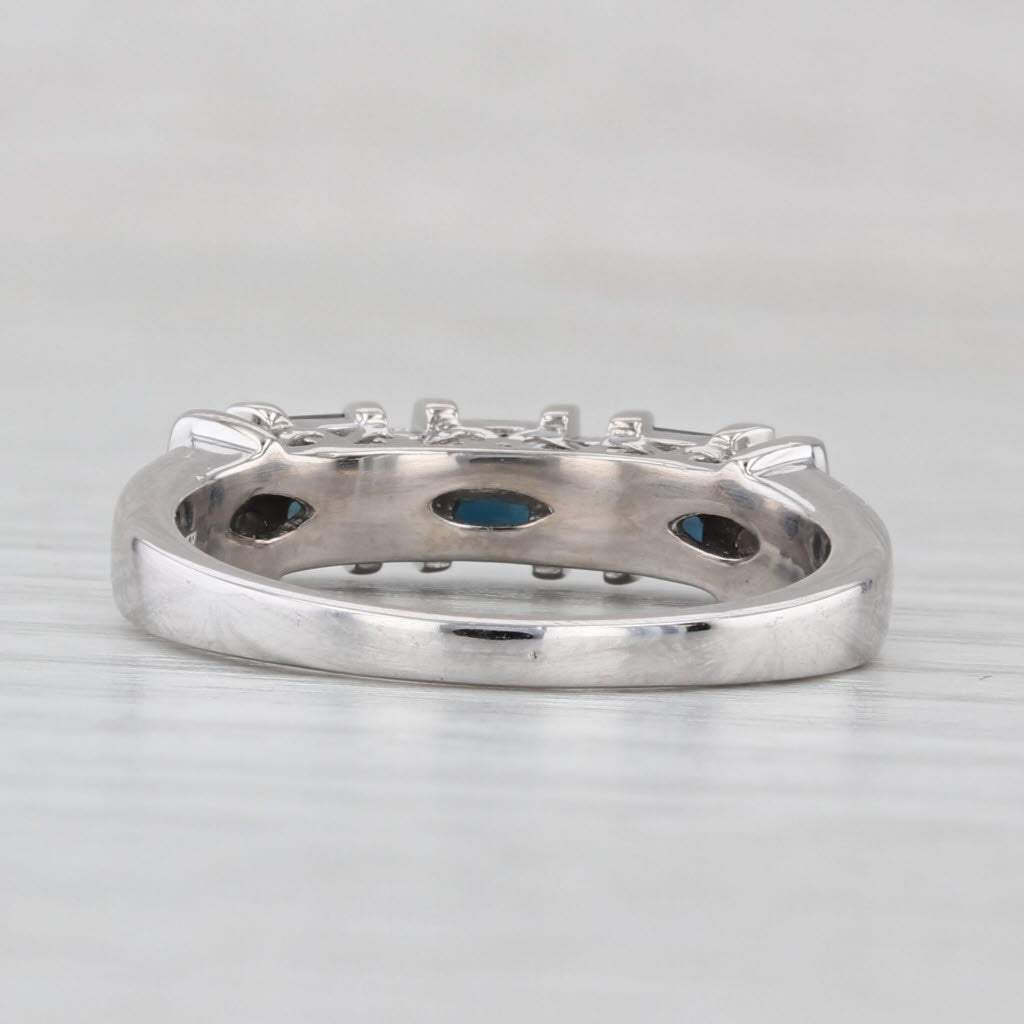 0.68ctw Blue Sapphire Diamond Ring 14k White Gold Size 8 Stackable Bridal