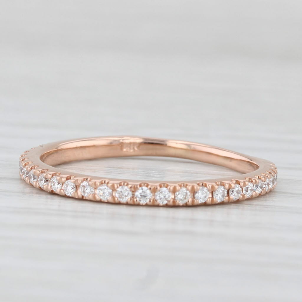 Light Gray 0.30ctw Diamond Wedding Band 14k Rose Gold Size 7.5 Stackable Ring