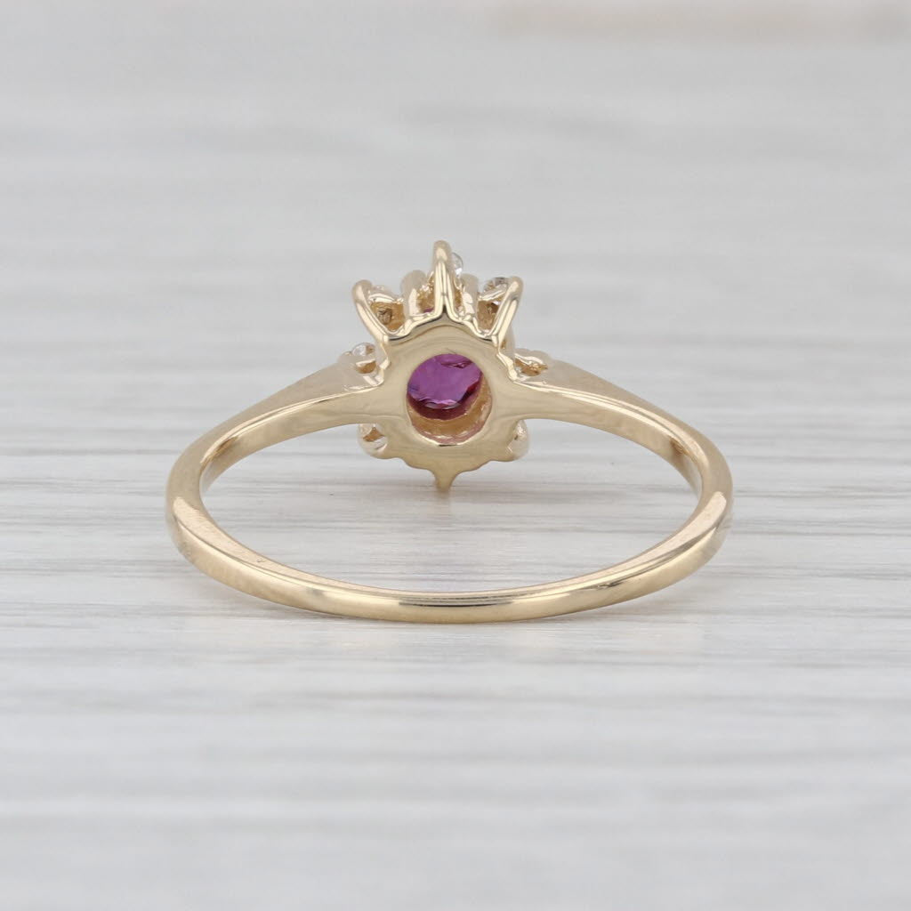 0.31ctw Ruby Diamond Halo Ring 14k Yellow Gold Size 6.25