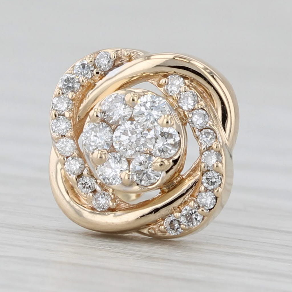 Light Gray Single 0.18ctw Diamond Knot Earring 14k Yellow Gold