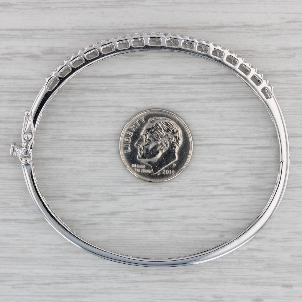 Gray 2ctw Diamond Bangle Bracelet 14k White Gold 6.75" Hinged