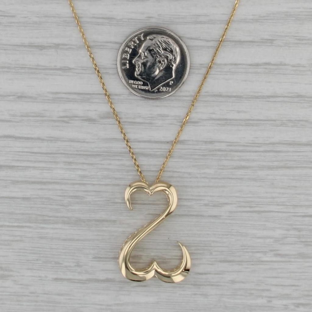 Jane Seymoure Open Hearts Pendant Necklace 14k Yellow Gold 18" Cable Chain
