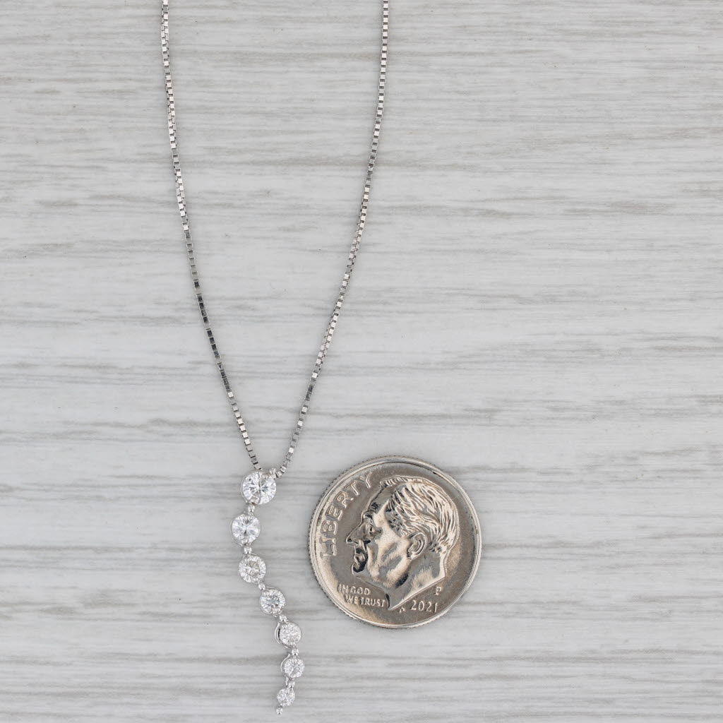 Gray 0.45ctw Diamond Journey Pendant Necklace 14k White Gold 17" Box Chain