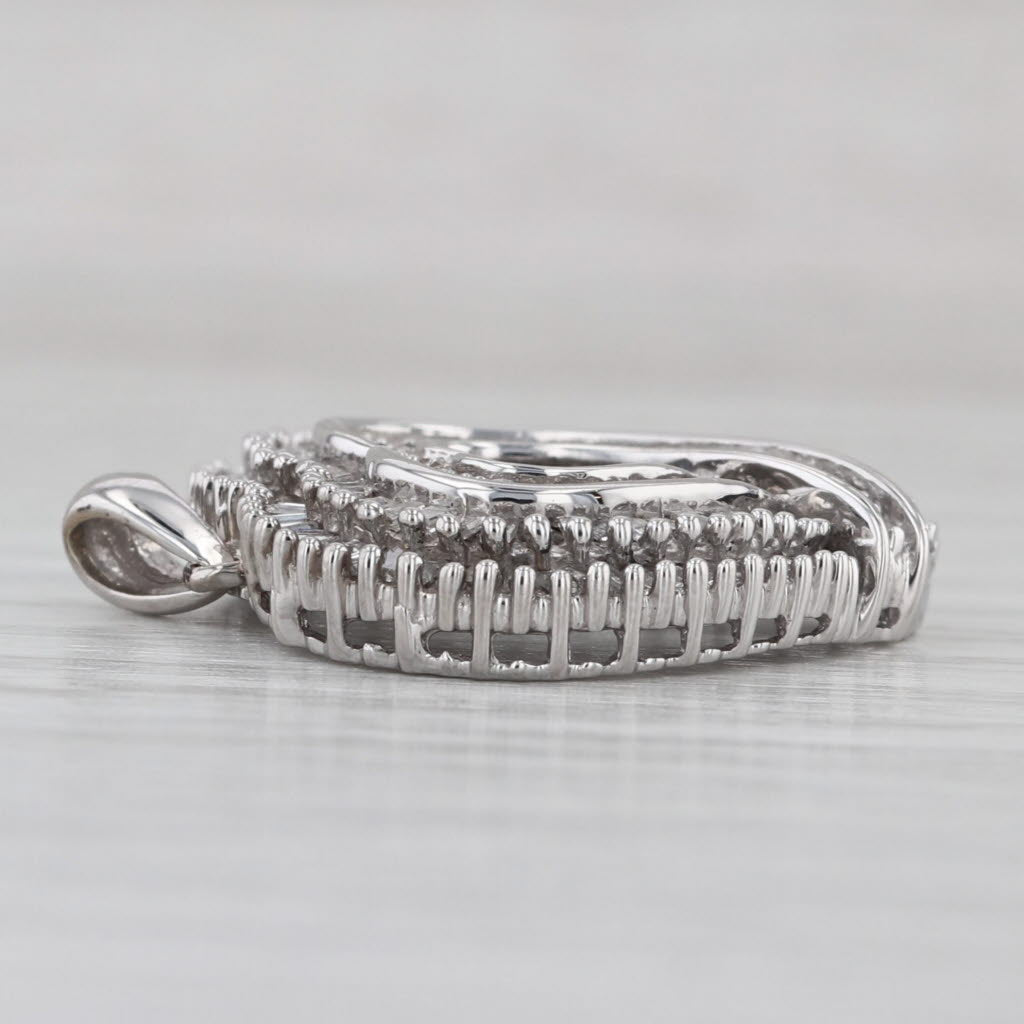 1ctw Layered Diamond Open Heart Pendant 10k White Gold Drop
