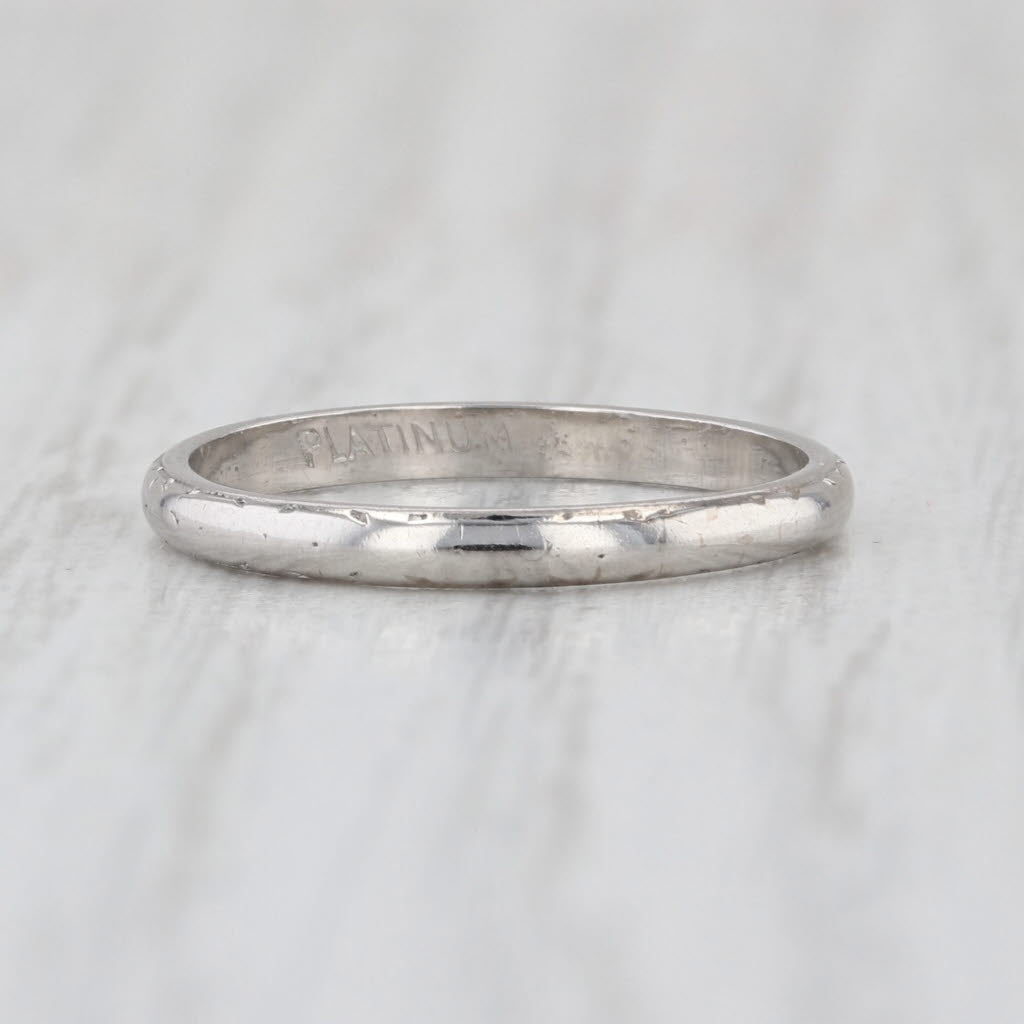 Art Deco Vintage Wedding Band Platinum Stackable Ring Size 4.5