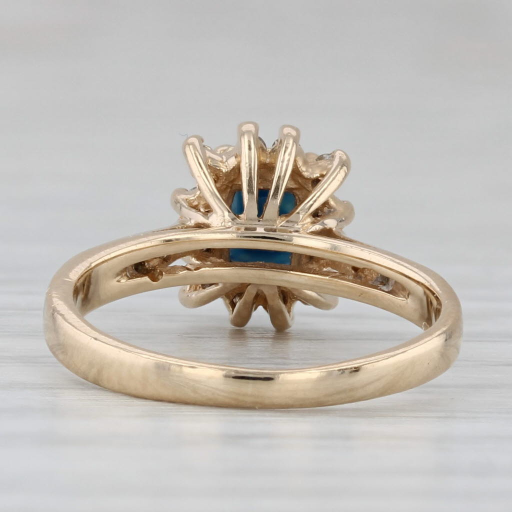 Gray 0.83ctw Blue Sapphire Diamond Halo Ring 14k Yellow Gold size 4 Engagement