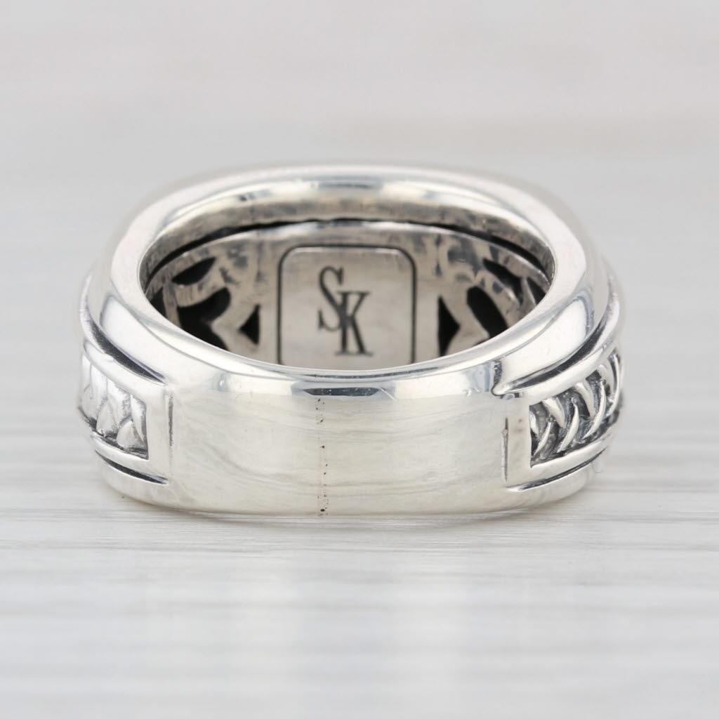 Scott Kay Woven Pattern Ring Sterling Silver Heart Accents Size 5.75 Statement