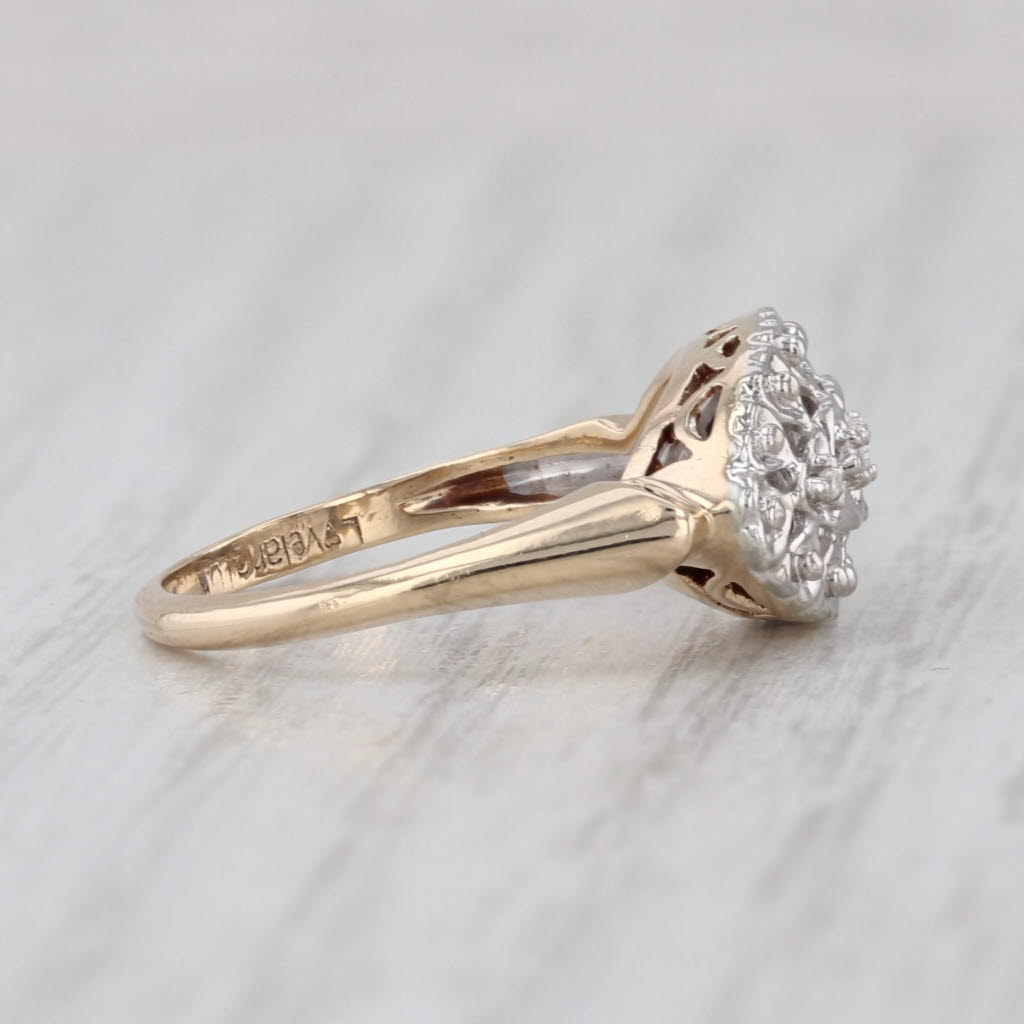 Vintage Diamond Princess Ring 10k White Yellow Gold Size 5.25