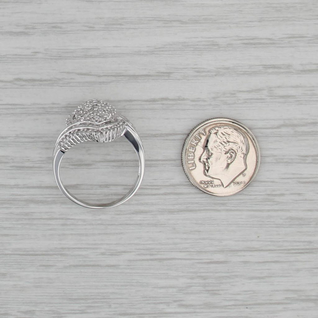0.82ctw Diamond Cluster Bypass Ring 10k White Gold Size 8