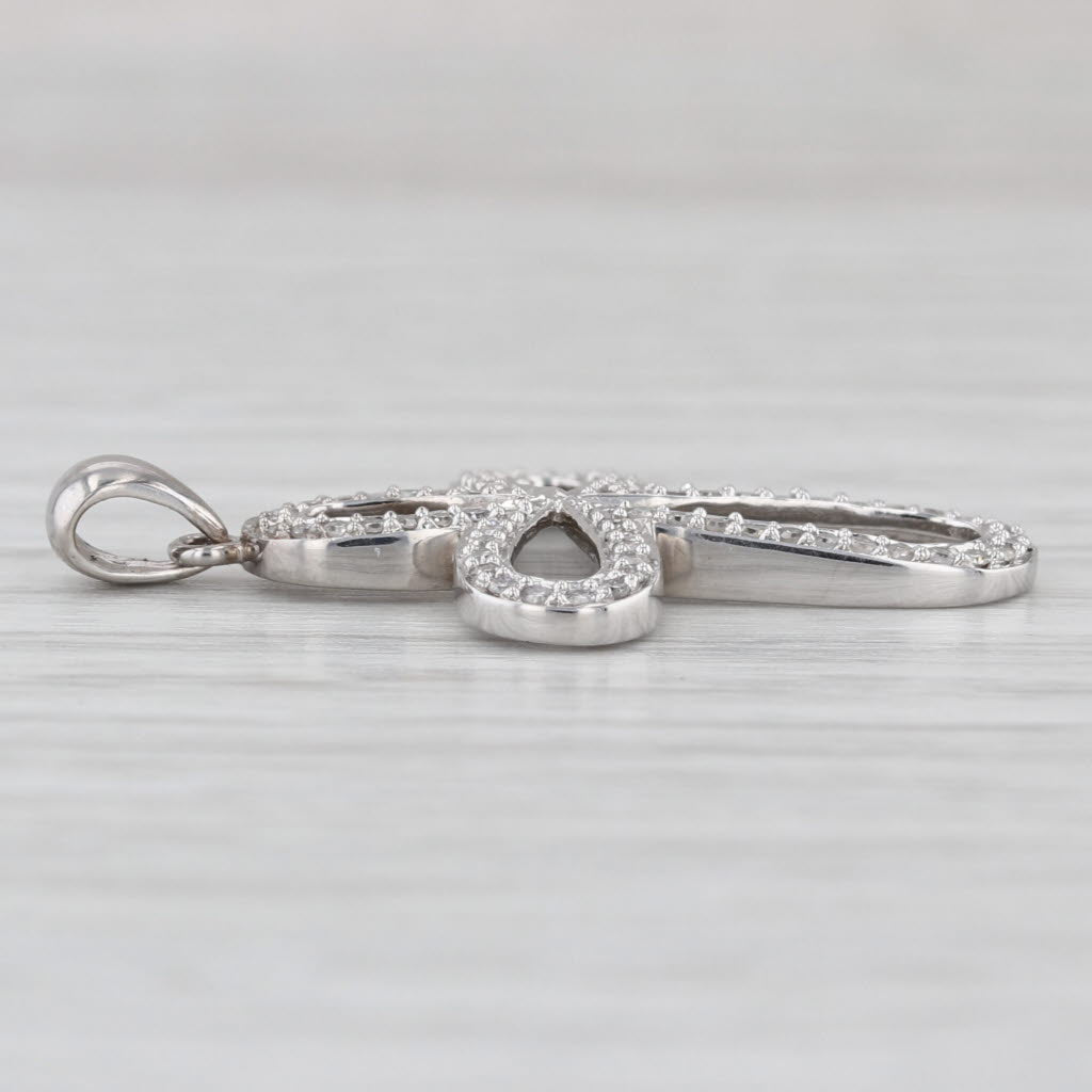 0.26ctw VS2 Diamond Open Work Cross Pendant 14k White Gold