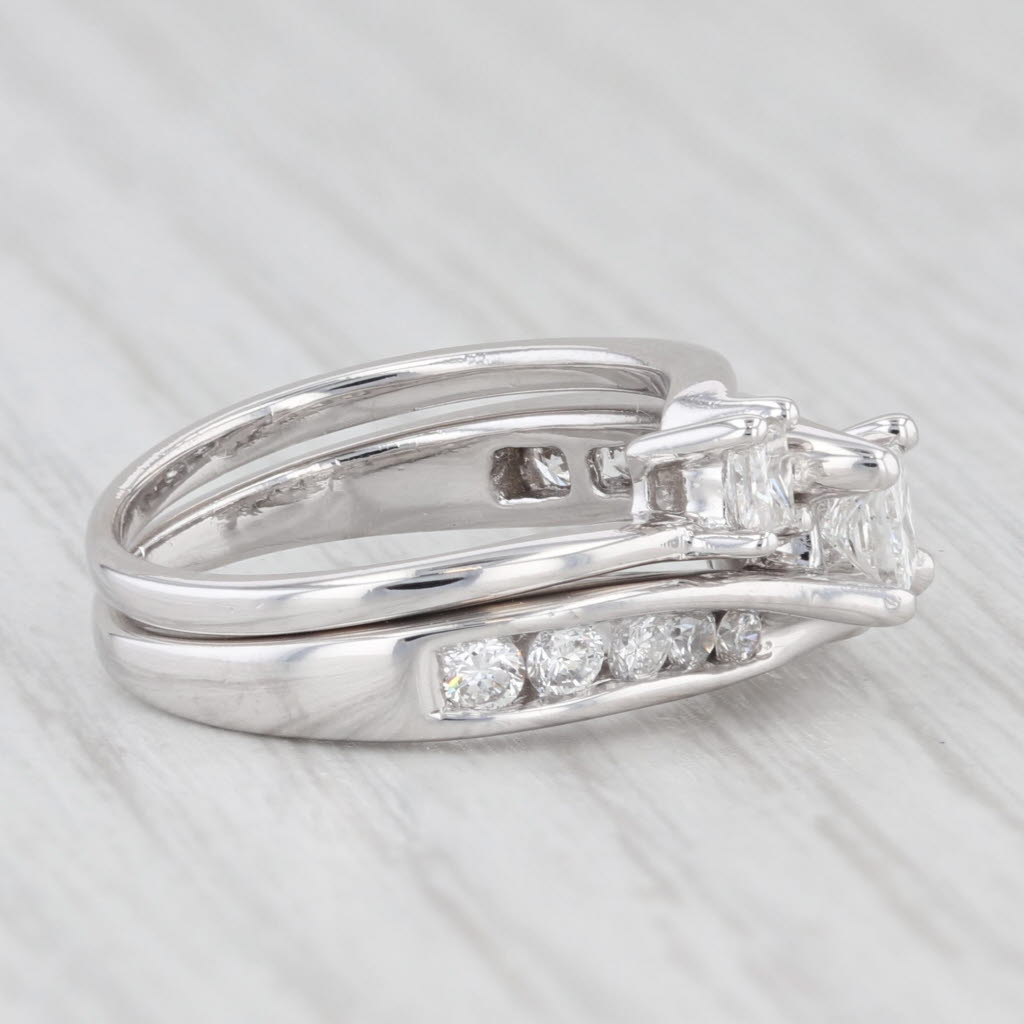 Light Gray 0.91ctw Diamond Engagement Ring Wedding Band Jacket Bridal Set 14k Gold Size 5