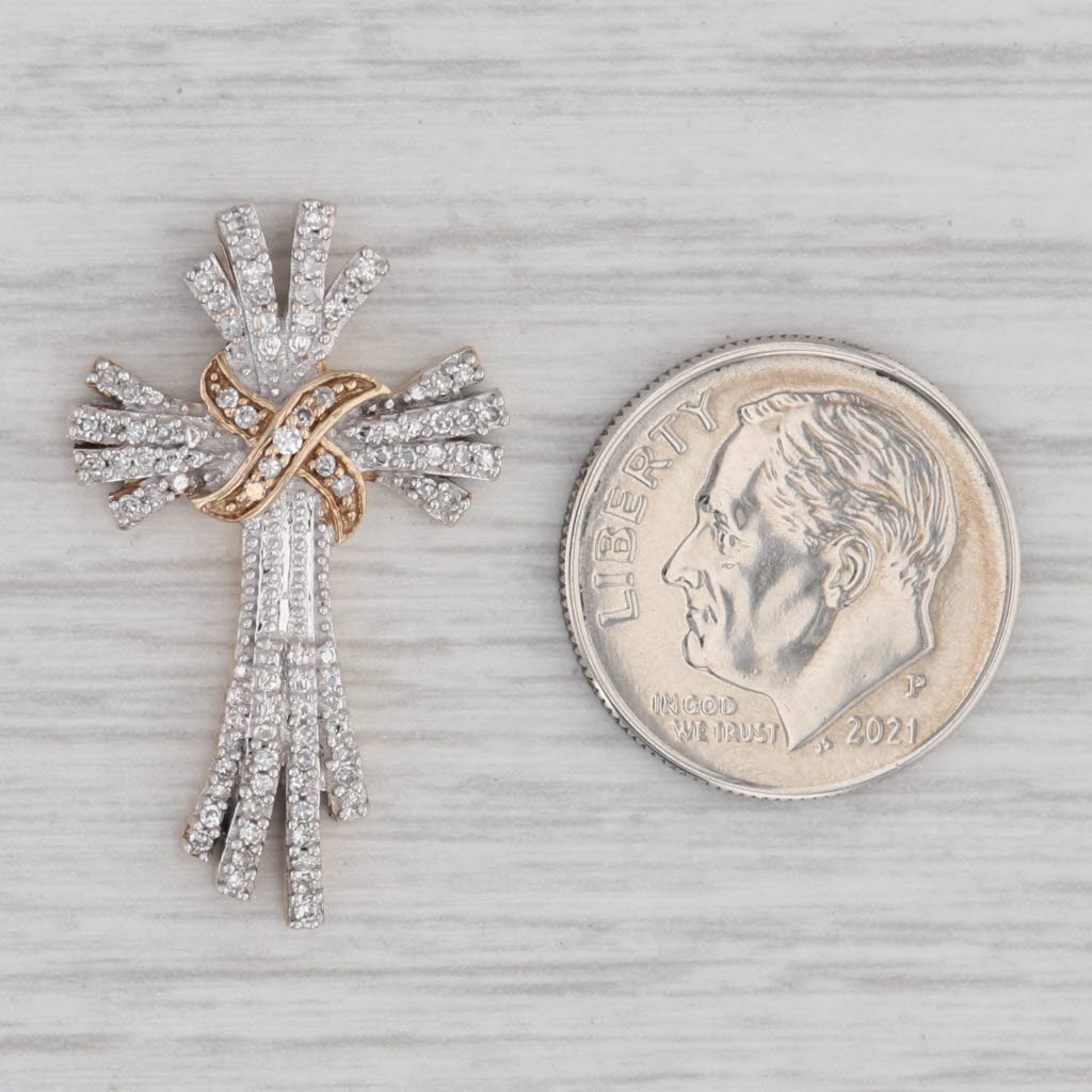 Gray 0.19ctw Diamond Cross Pendant 10k White Yellow Gold