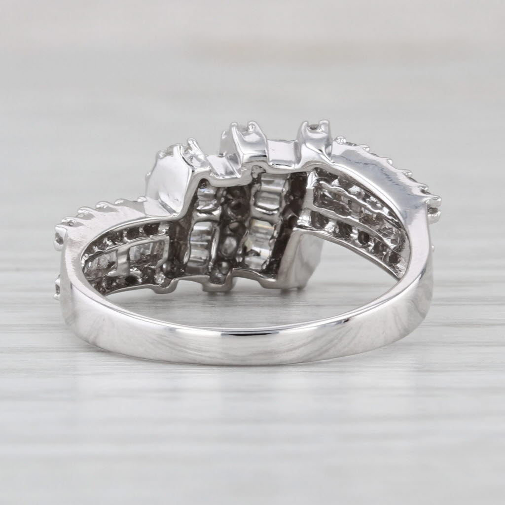 0.97ctw Diamond Knot Ring 10k White Gold Size 8.25