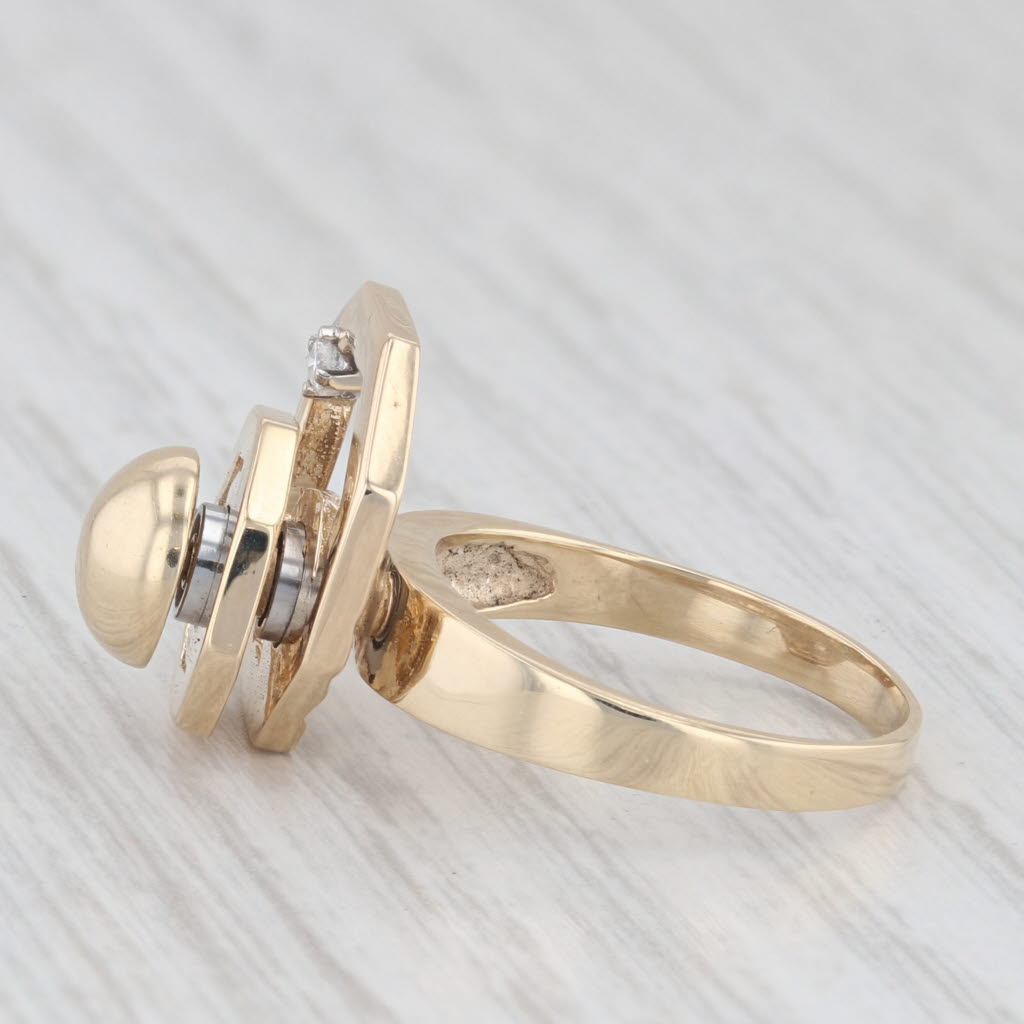 Light Gray Diamond Spinner Ring 14K Yellow Gold Moves Size 5.75