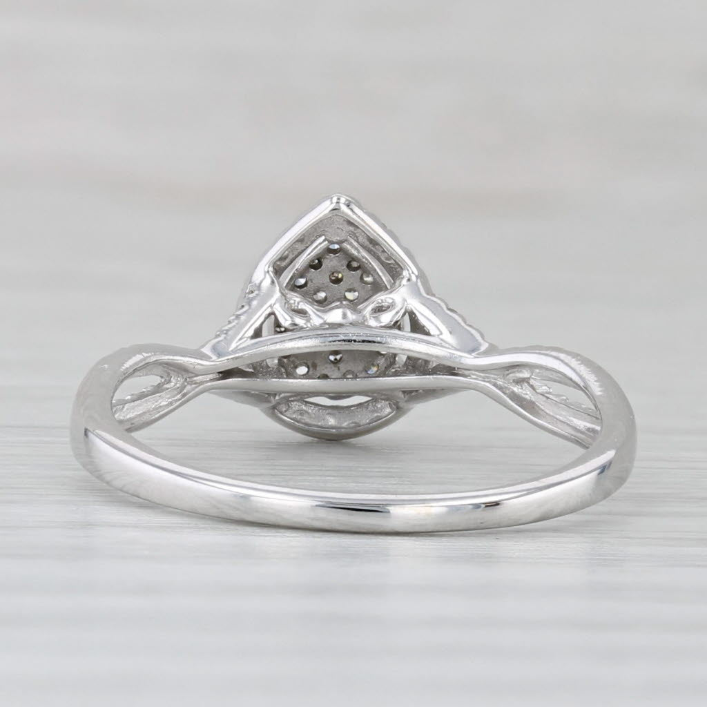 Light Gray 0.12ctw Diamond Cluster Halo Engagement Ring 10k White Gold Size 7.25