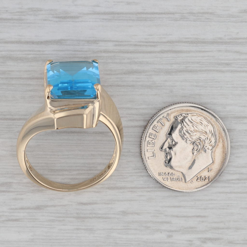 Gray 9.78ct Emerald Cut Solitaire Blue Topaz 10k Yellow Gold Ring Size 7