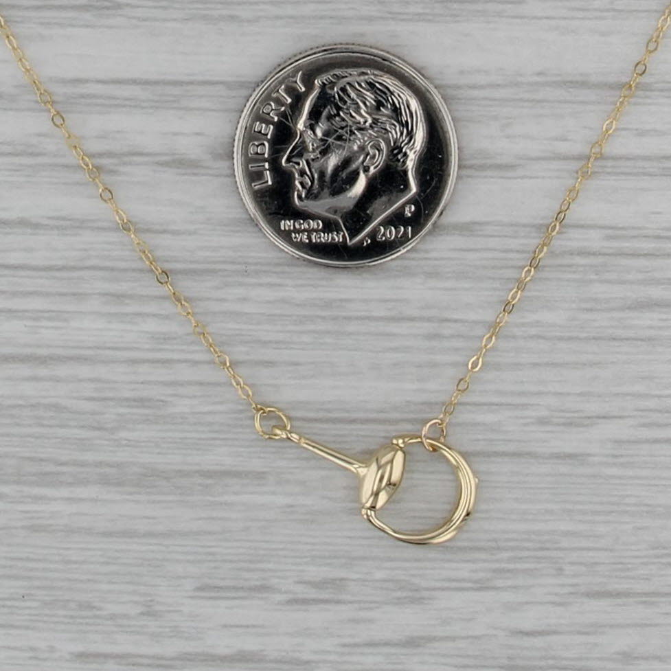 Horse Bit Pendant Necklace 14k Yellow Gold 18" Cable Chain Equestrian