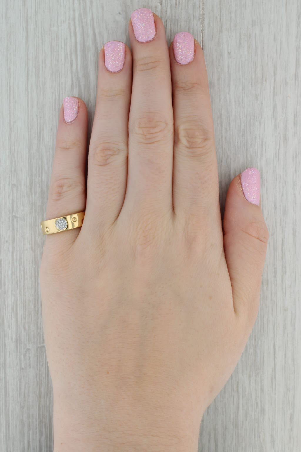 Dark Gray Roberto Coin Pois Moi Luna Diamond Ring 18k Yellow Gold Size 6.5 Dots Band
