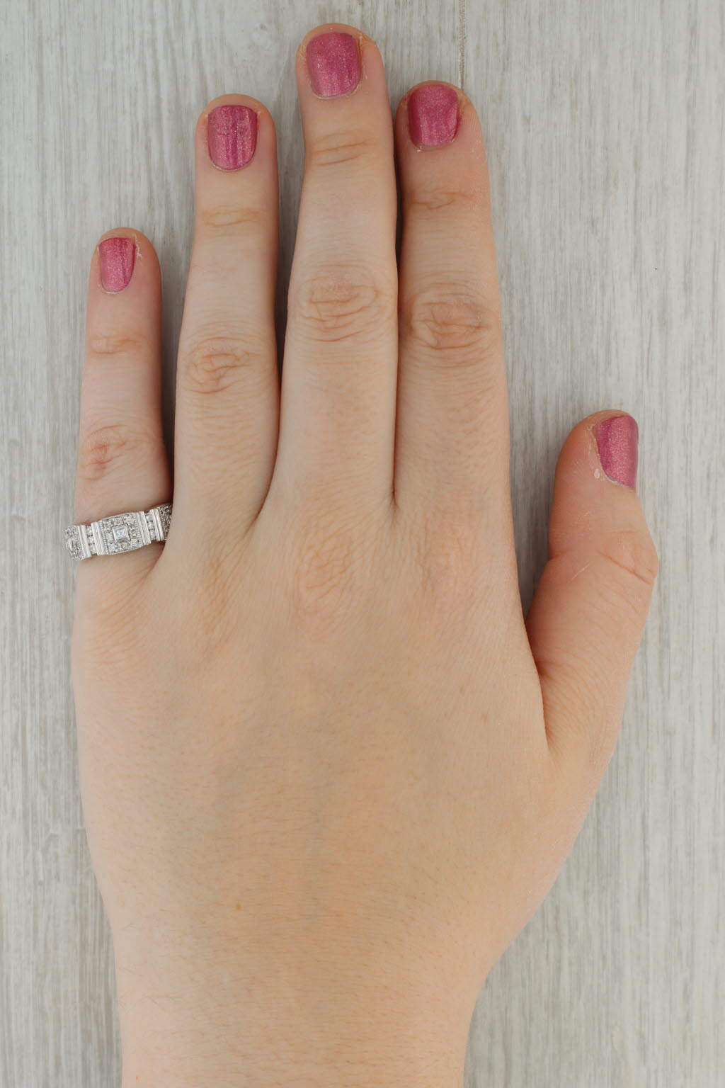 Rosy Brown 0.48ctw Diamond Halos Ring 14k White Gold Size 6.75