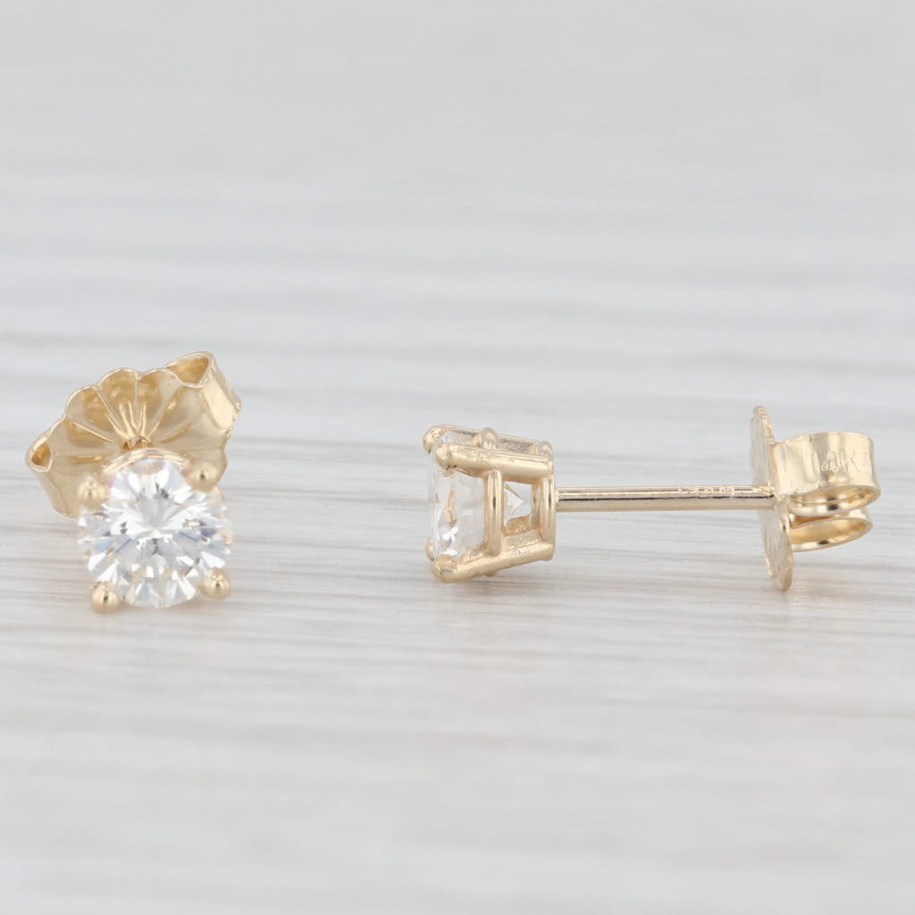 Light Gray New 0.67ctw Diamond Stud Earrings 14k Yellow Gold Round Solitaire Studs