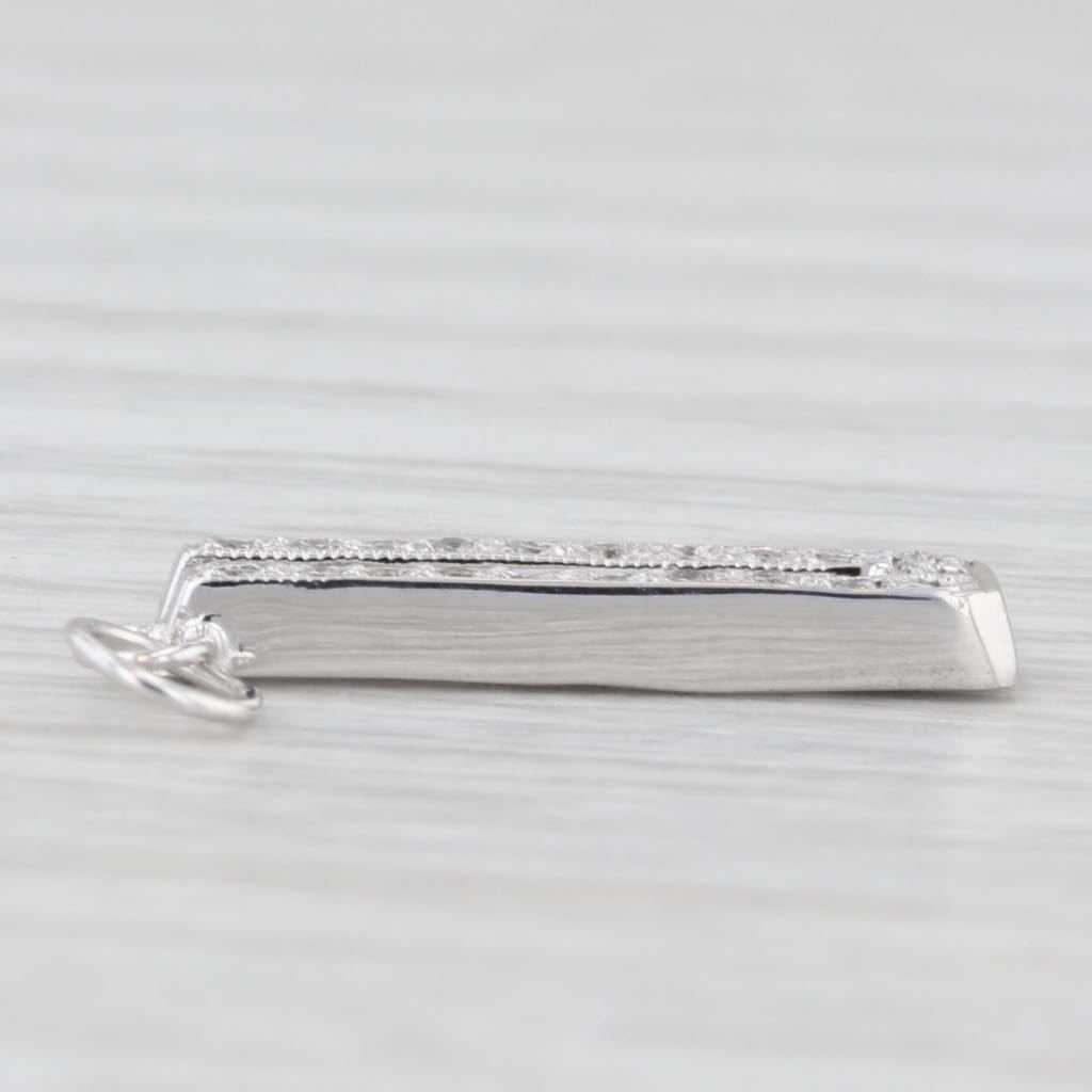 Light Gray Diamond Letter "U" Initial Pendant Charm 14k White Gold