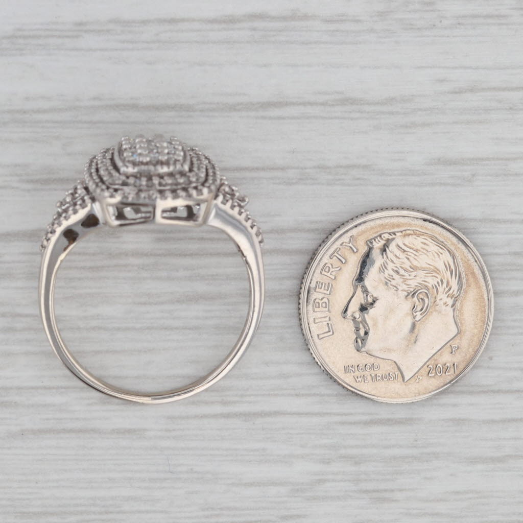 Gray 0.33ctw Diamond Cluster Halo Engagement Ring 10k White Gold Size 7.5